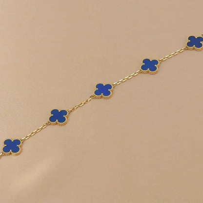 [Zalyn]LUCKY CLOVER 5-MOTIF BRACELET - BLUE AGATE COLLECTION