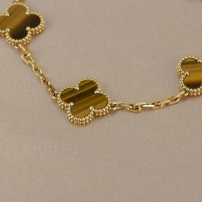 [Zalyn]LUCKY CLOVER 5-MOTIF BRACELET -  TIGER’S EYE COLLECTION
