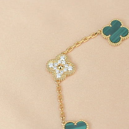 [Zalyn Jewelry ] CLOVER 5 MOTIF MALACHITE BRACELET COLLECTION