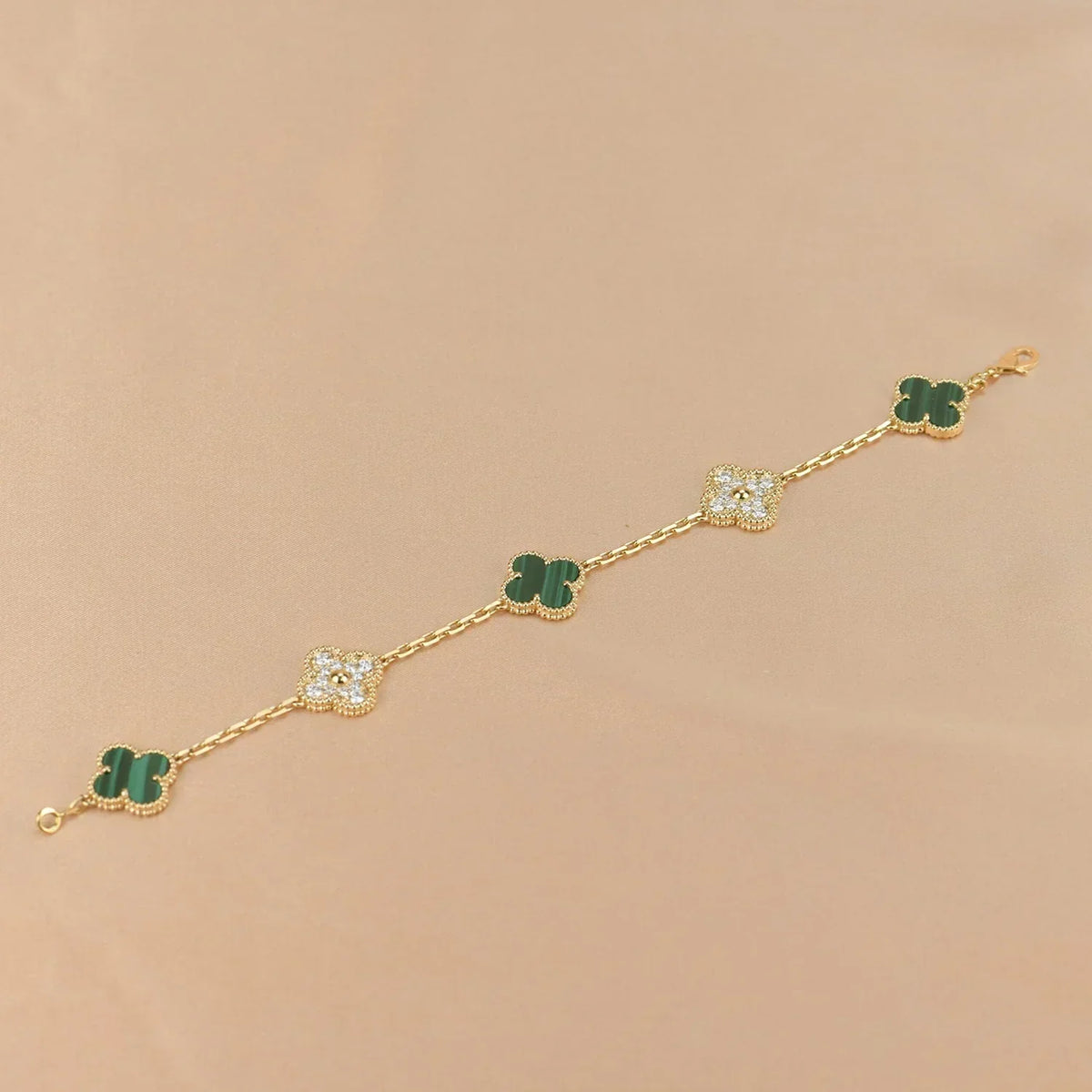 [Zalyn Jewelry ] CLOVER 5 MOTIF MALACHITE BRACELET COLLECTION