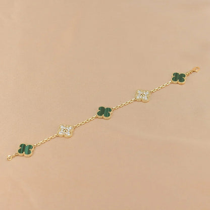[Zalyn Jewelry ] CLOVER 5 MOTIF MALACHITE BRACELET COLLECTION