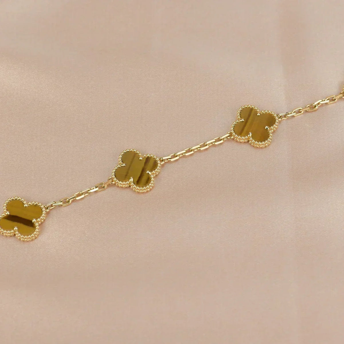 [Zalyn Jewelry ] CLOVER 5 MOTIFS TIGER EYE BRACELET COLLECTION