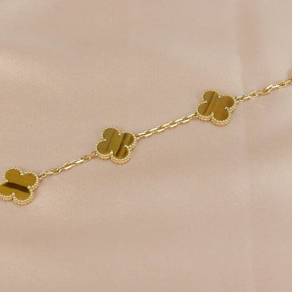 [Zalyn Jewelry ] CLOVER 5 MOTIFS TIGER EYE BRACELET COLLECTION