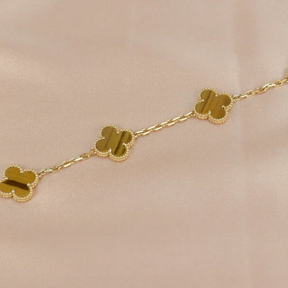 [Zalyn]LUCKY CLOVER 5-MOTIF BRACELET -  TIGER’S EYE COLLECTION