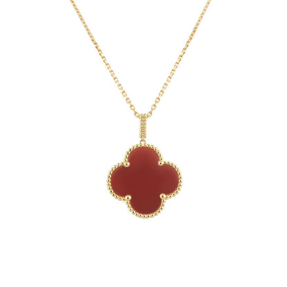 [Zalyn Jewelry ]CLOVER 25MM NECKLACE GOLD CARNELIAN