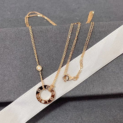 [Zalyn Jewelry ]LOVE NECKLACE 16MM 2 DIAMONDS
