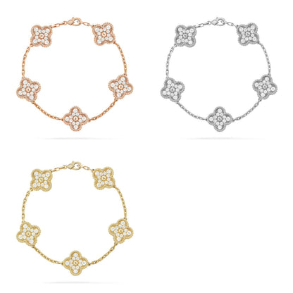 [Zalyn Jewelry ] CLOVER 5 MOTIF FULL DIAMOND BRACELET COLLECTION