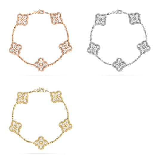 [Zalyn Jewelry ] CLOVER 5 MOTIF FULL DIAMOND BRACELET COLLECTION