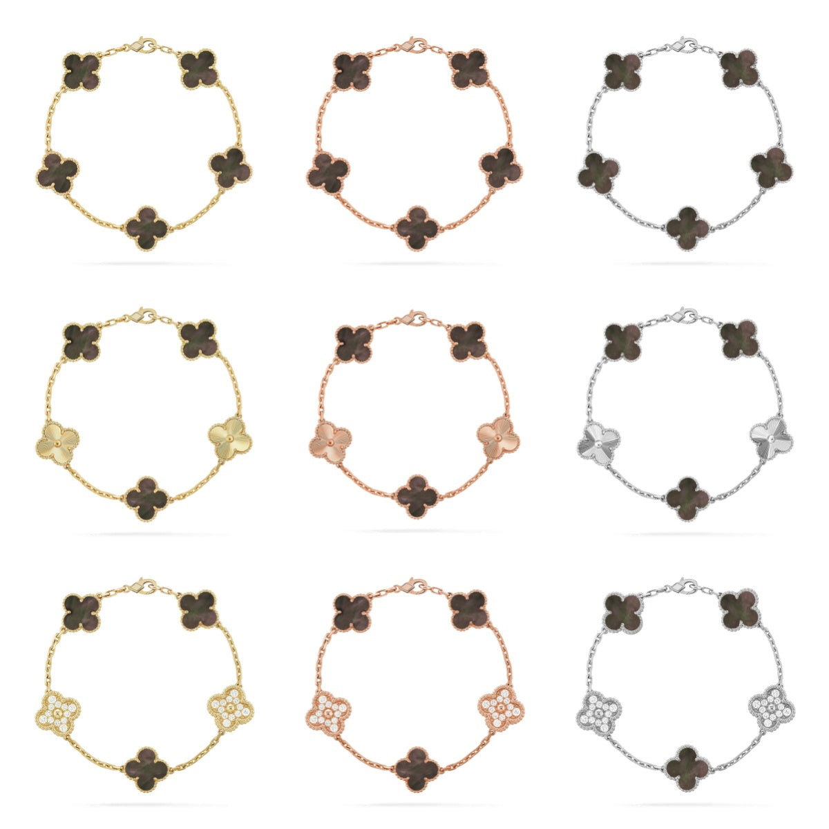 [Zalyn Jewelry ] CLOVER 5 MOTIF GRAY MOP BRACELET COLLECTION