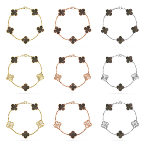 [Zalyn Jewelry ] CLOVER 5 MOTIF GRAY MOP BRACELET COLLECTION