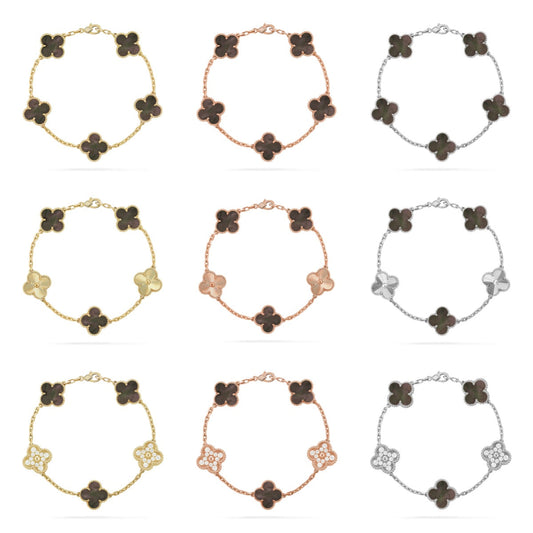 [Zalyn Jewelry ] CLOVER 5 MOTIF GRAY MOP BRACELET COLLECTION