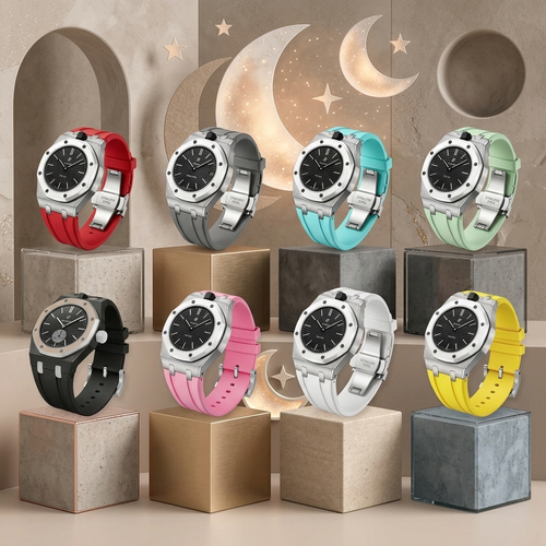 [Zalyn]Royal Oak Pop Exclusive Steel Case & Silicone Strap With Cradle