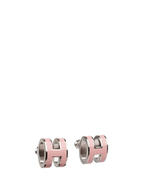 [Zalyn]MINI POP H SILVER EARRINGS PINK