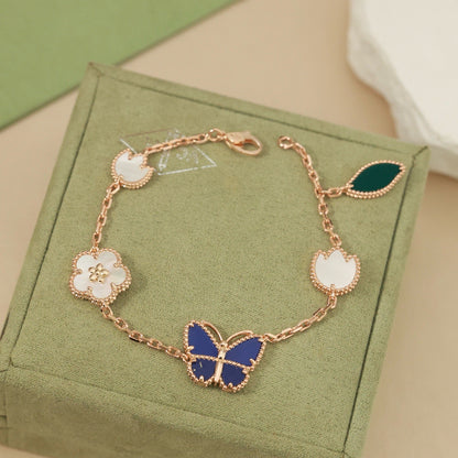 [Zalyn]SPRING ENCHANTMENT BUTTERFLY & FLORAL CHARM BRACELET