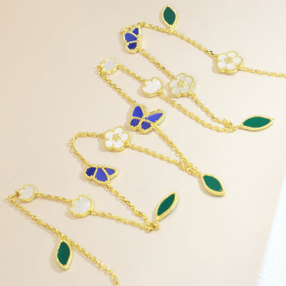 [Zalyn]LUCKY SPRING BUTTERFLY & FLOWER STATEMENT NECKLACE - 15-MOTIF FLORAL DESIGN