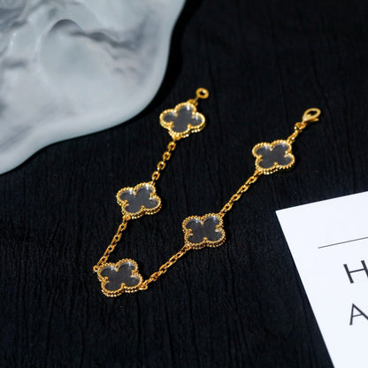 [Zalyn Jewelry ]CLOVER 5 MOTIF ROCK CRYSTAL BRACELET