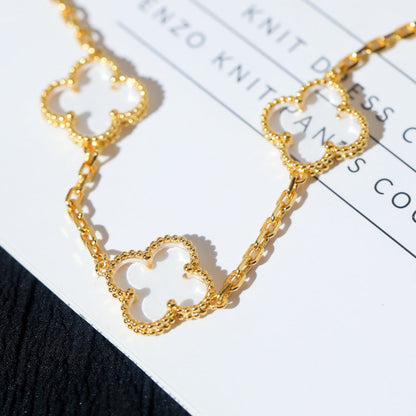 [Zalyn Jewelry ]CLOVER 5 MOTIF ROCK CRYSTAL BRACELET