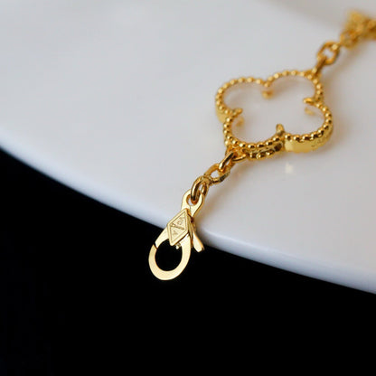 [Zalyn Jewelry ]CLOVER 5 MOTIF ROCK CRYSTAL BRACELET