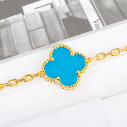 [Zalyn]LUCKY CLOVER 5-MOTIF BRACELET - TURQUOISE COLLECTION