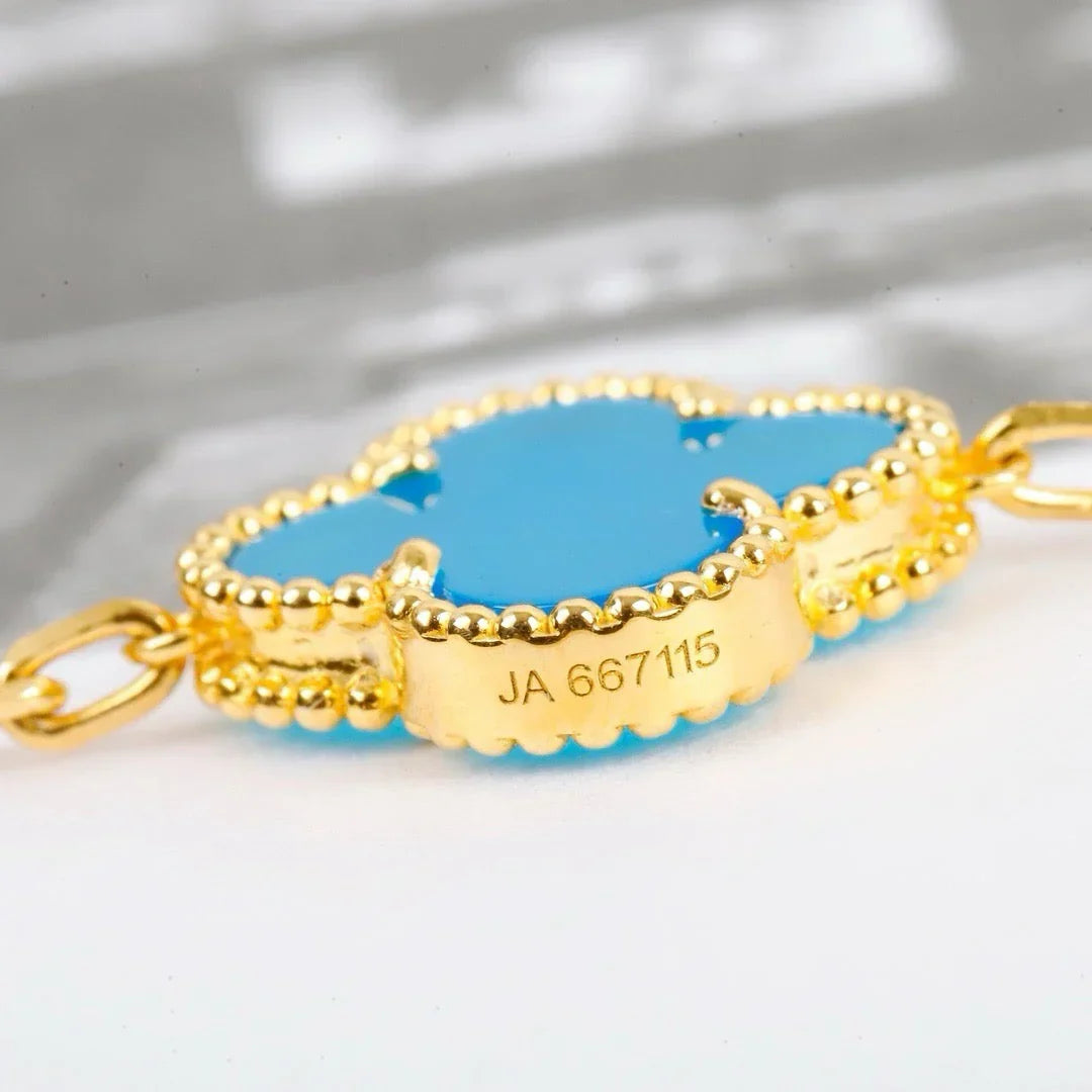 [Zalyn]LUCKY CLOVER 5-MOTIF BRACELET - TURQUOISE COLLECTION