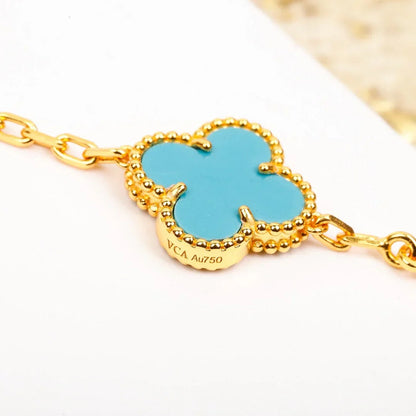 [Zalyn]LUCKY CLOVER 5-MOTIF BRACELET - TURQUOISE COLLECTION