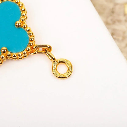 [Zalyn]LUCKY CLOVER 5-MOTIF BRACELET - TURQUOISE COLLECTION
