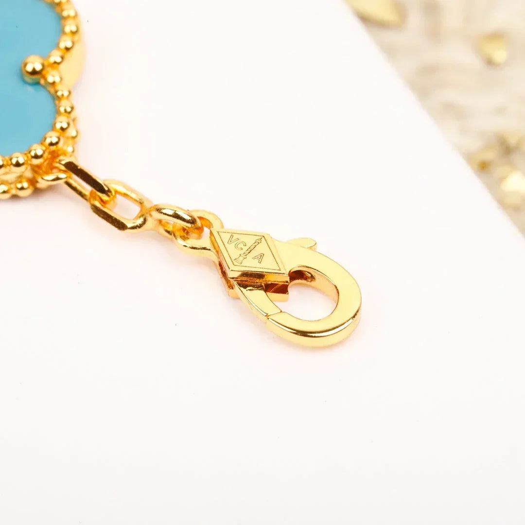[Zalyn]LUCKY CLOVER 5-MOTIF BRACELET - TURQUOISE COLLECTION