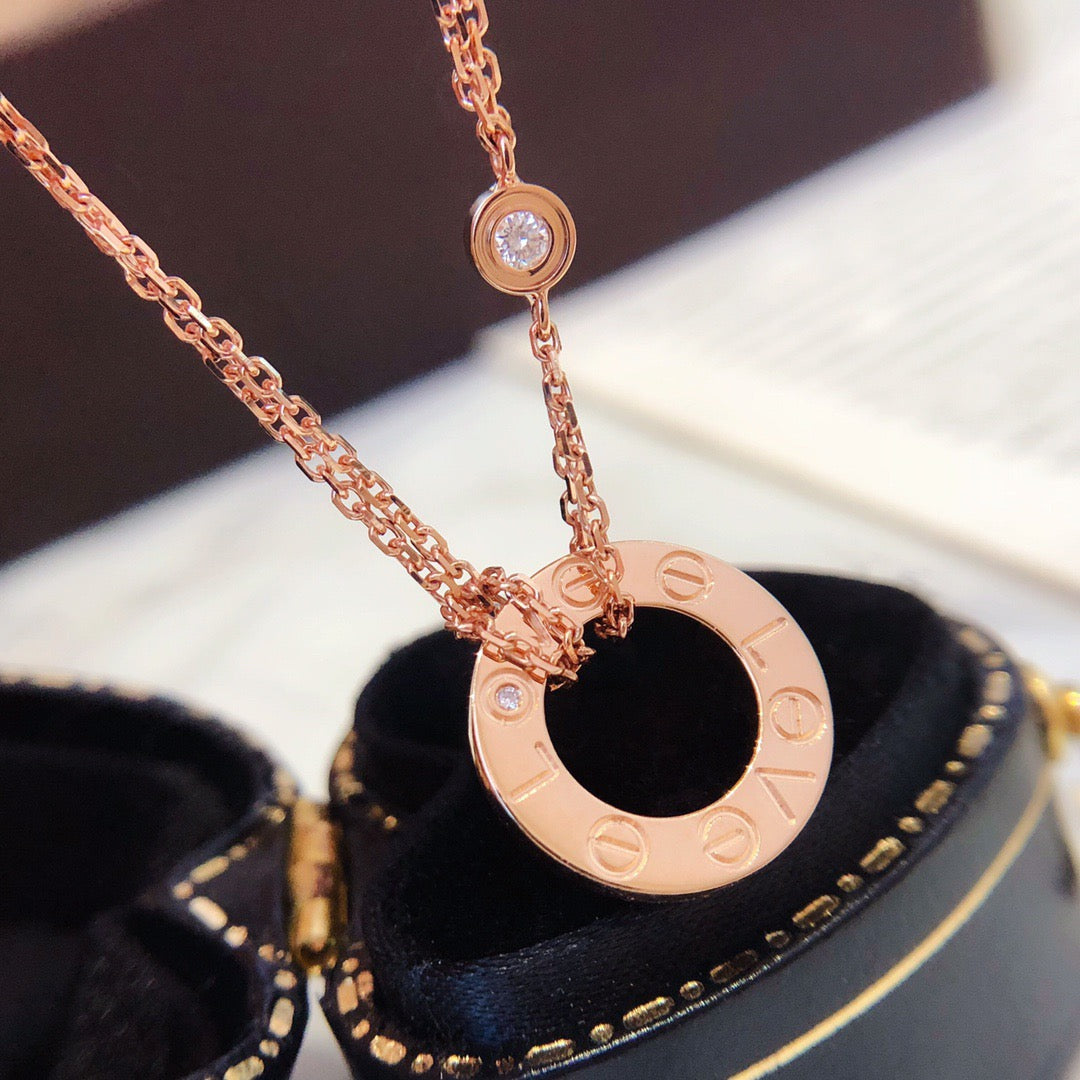 [Zalyn Jewelry ]LOVE NECKLACE 16MM 2 DIAMONDS