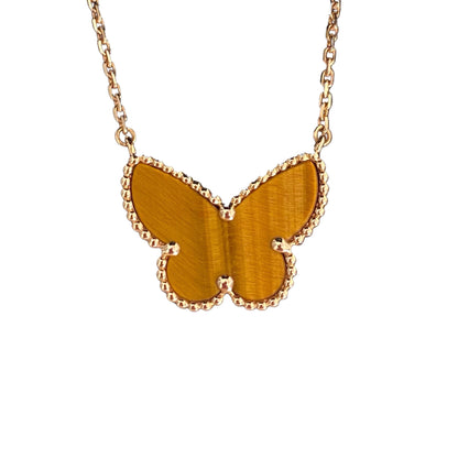 [Zalyn Jewelry ] TIGER__ EYE BUTTERFLY NECKLACE