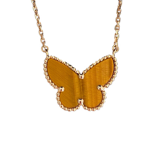 [Zalyn Jewelry ] TIGER__ EYE BUTTERFLY NECKLACE