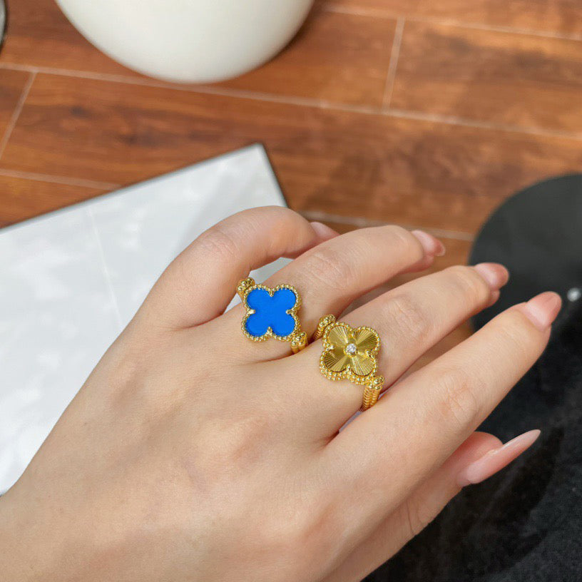 [Zalyn]LUCKY CLOVER GOLD REVERSIBLE RING
