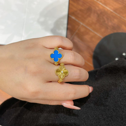 [Zalyn]LUCKY CLOVER GOLD REVERSIBLE RING