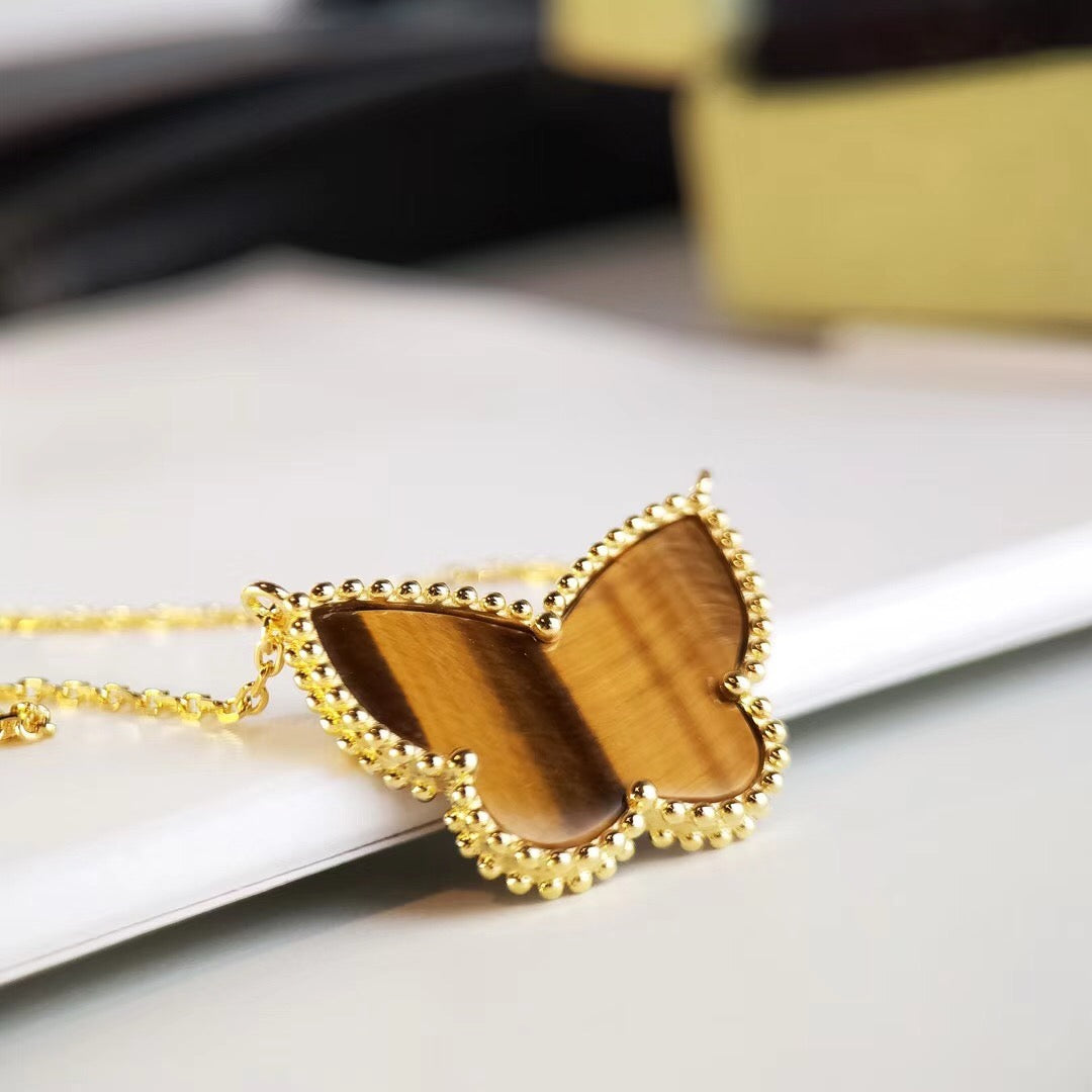 [Zalyn Jewelry ] TIGER__ EYE BUTTERFLY NECKLACE