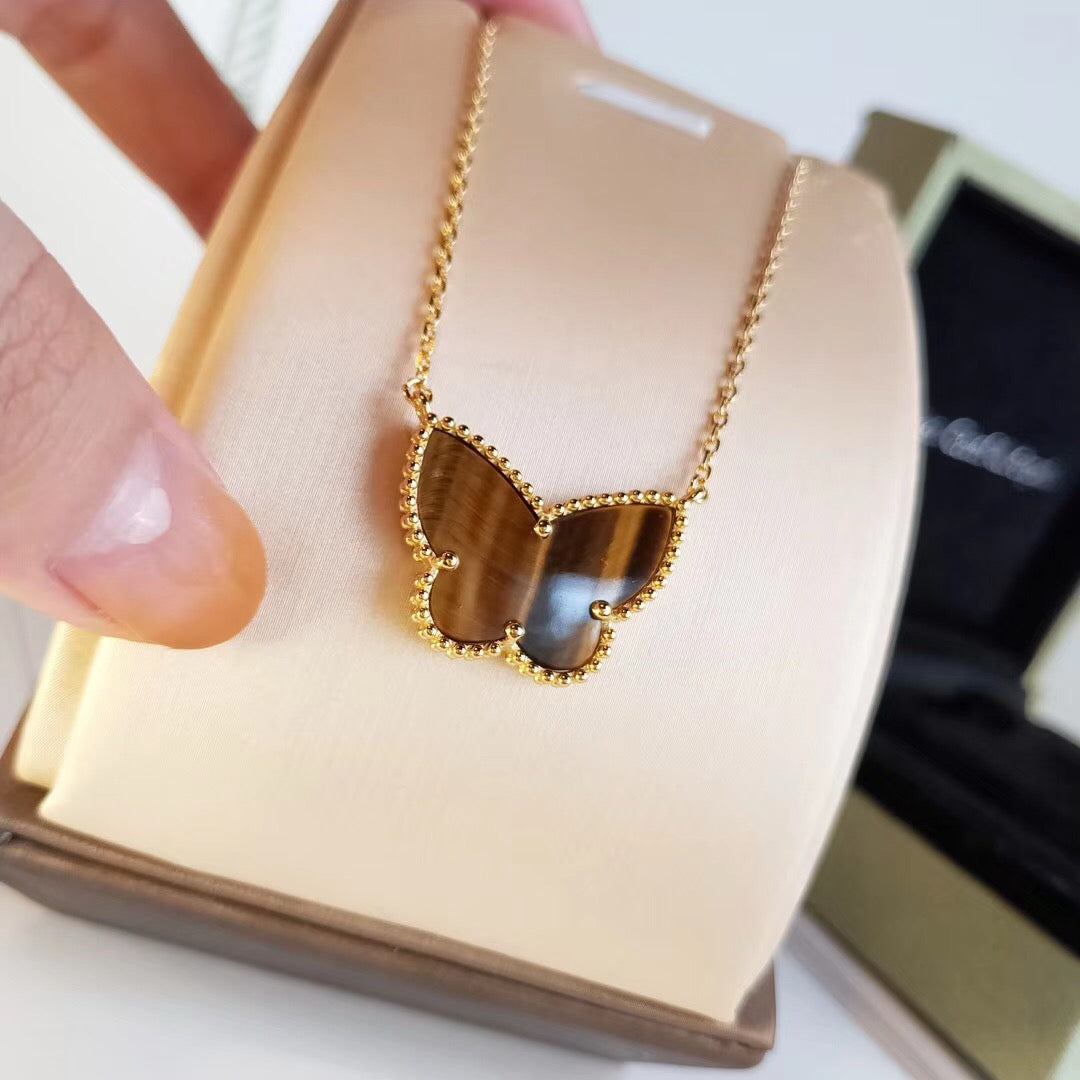 [Zalyn Jewelry ] TIGER__ EYE BUTTERFLY NECKLACE