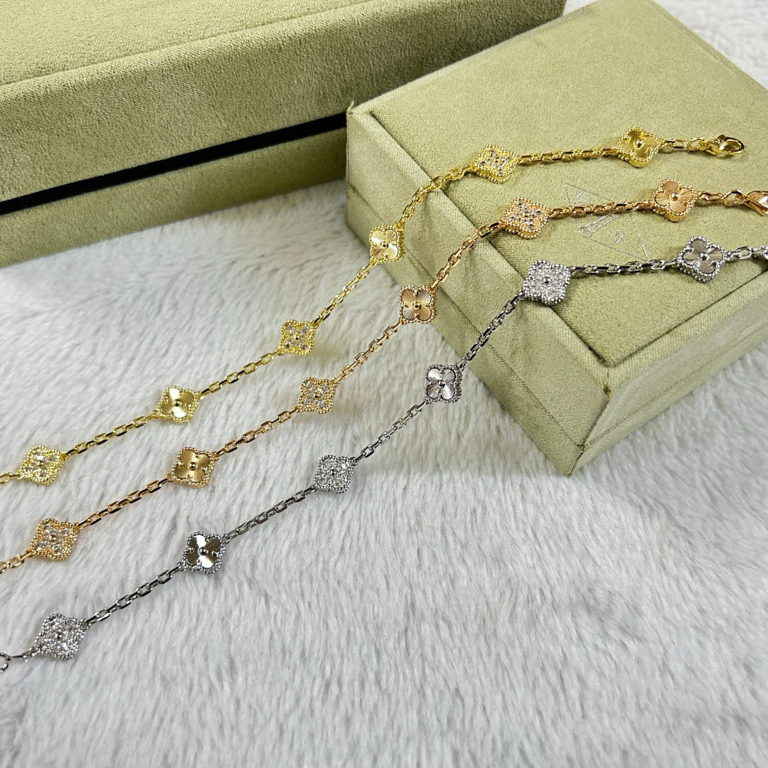 [Zalyn Jewelry ]CLOVER 6 MOTIF DIAMOND LASER BRACELET