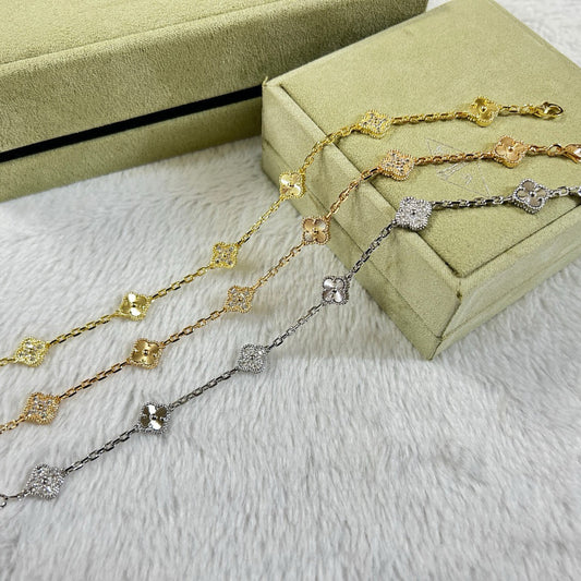 [Zalyn Jewelry ]CLOVER 6 MOTIF DIAMOND LASER BRACELET
