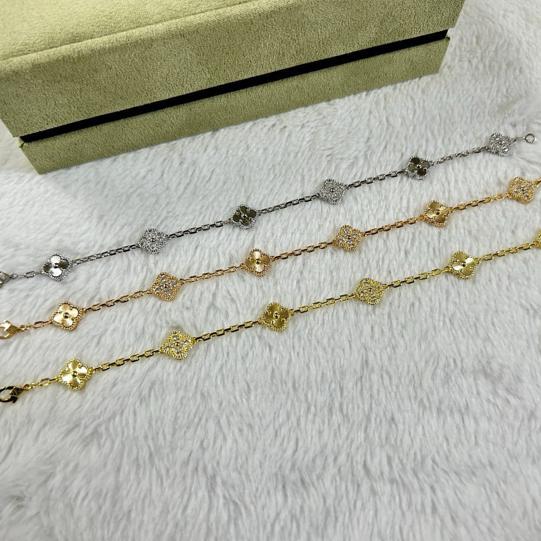 [Zalyn Jewelry ]CLOVER 6 MOTIF DIAMOND LASER BRACELET