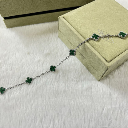 [Zalyn Jewelry ]CLOVER 6 MOTIF MALACHITE BRACELET