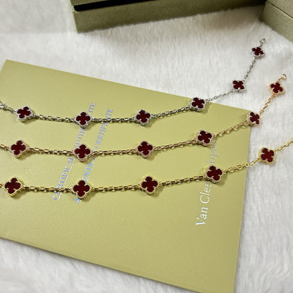 [Zalyn Jewelry ]CLOVER 6 MOTIF RED AGATE BRACELET