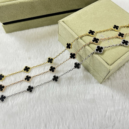 [Zalyn Jewelry ]CLOVER 6 MOTIF  ONYXS BRACELET