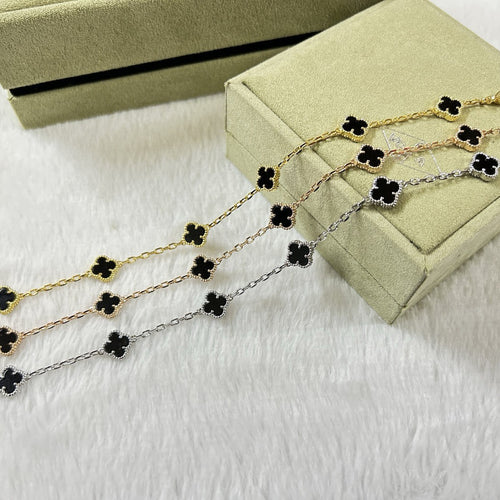 [Zalyn Jewelry ]CLOVER 6 MOTIF  ONYXS BRACELET