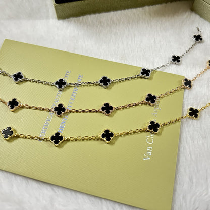 [Zalyn Jewelry ]CLOVER 6 MOTIF  ONYXS BRACELET