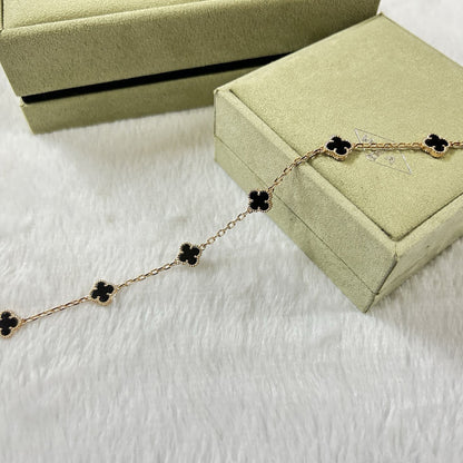 [Zalyn Jewelry ]CLOVER 6 MOTIF  ONYXS BRACELET