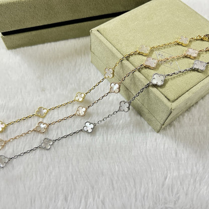 [Zalyn Jewelry ]CLOVER 6 MOTIF WHITE MOP BRACELET