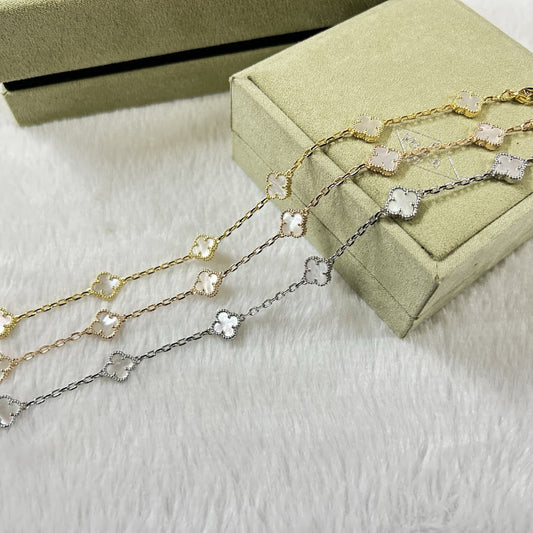 [Zalyn Jewelry ]CLOVER 6 MOTIF WHITE MOP BRACELET