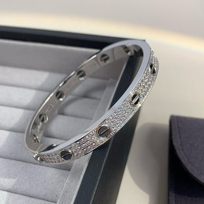 [Zalyn]CLASSIC 6.1MM LOVE BANGLE - DIAMOND PAVÉ & BLACK CERAMIC