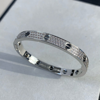 [Zalyn]CLASSIC 6.1MM LOVE BANGLE - DIAMOND PAVÉ & BLACK CERAMIC