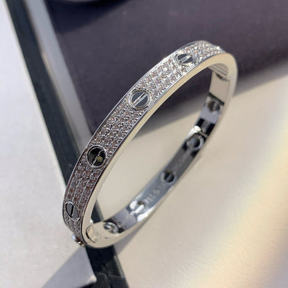 [Zalyn]CLASSIC 6.1MM LOVE BANGLE - DIAMOND PAVÉ & BLACK CERAMIC
