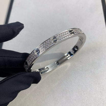 [Zalyn]CLASSIC 6.1MM LOVE BANGLE - DIAMOND PAVÉ & BLACK CERAMIC