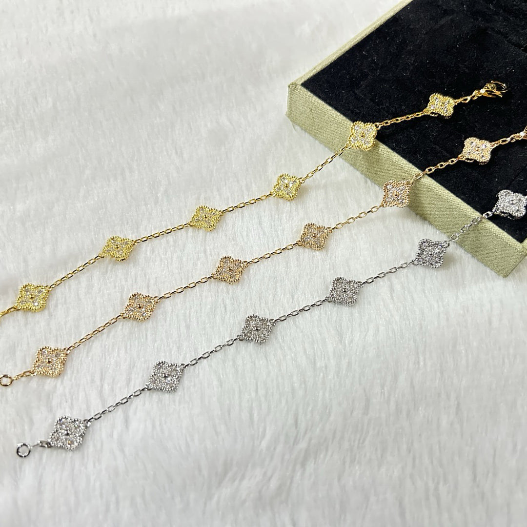 [Zalyn Jewelry ]CLOVER 6 MOTIF DIAMOND BRACELET